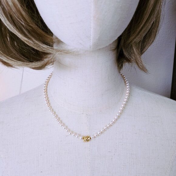 Vintage Tiffany & Co. 18k Signature X 5-5.5 mm Natural Akoya Pearl Necklace 18” - Picture 8 of 10